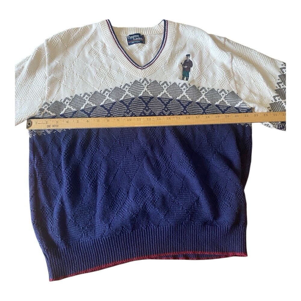 Cypress Links Sweater Pullover Golf Vneck Embroidered Golfer Cotton Sz L - Picture 9 of 12
